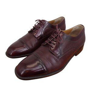 Stamati Mastroianni Men Size 10.5 Brown Leather Brogue Cap Toe Derby Dress Shoes